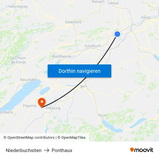 Niederbuchsiten to Ponthaux map