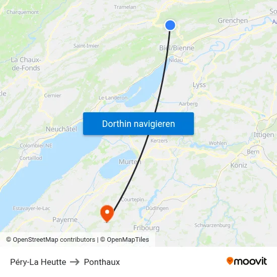 Péry-La Heutte to Ponthaux map