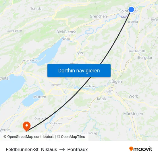 Feldbrunnen-St. Niklaus to Ponthaux map