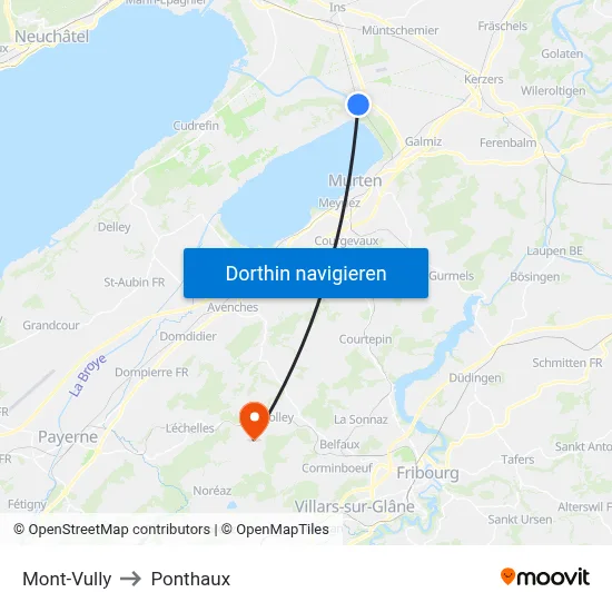 Mont-Vully to Ponthaux map