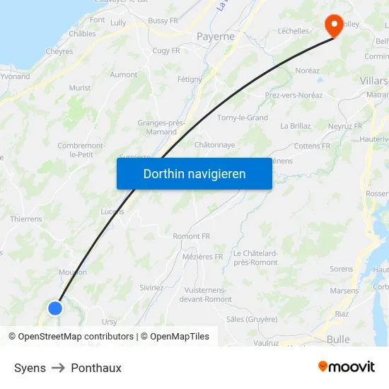 Syens to Ponthaux map