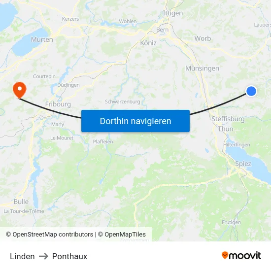 Linden to Ponthaux map
