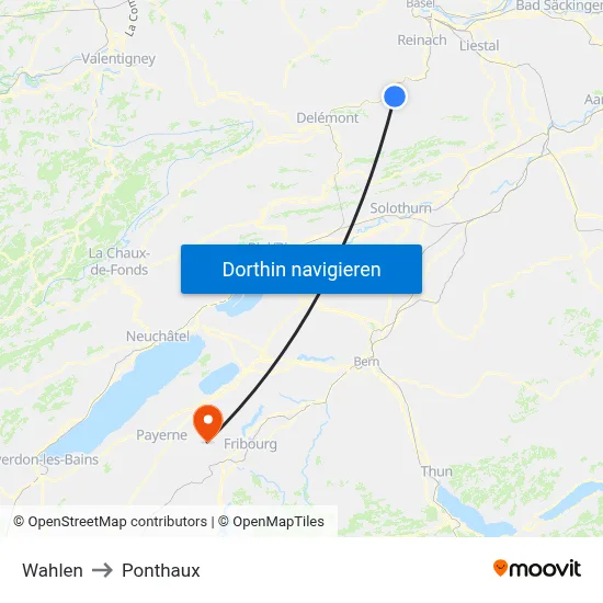 Wahlen to Ponthaux map