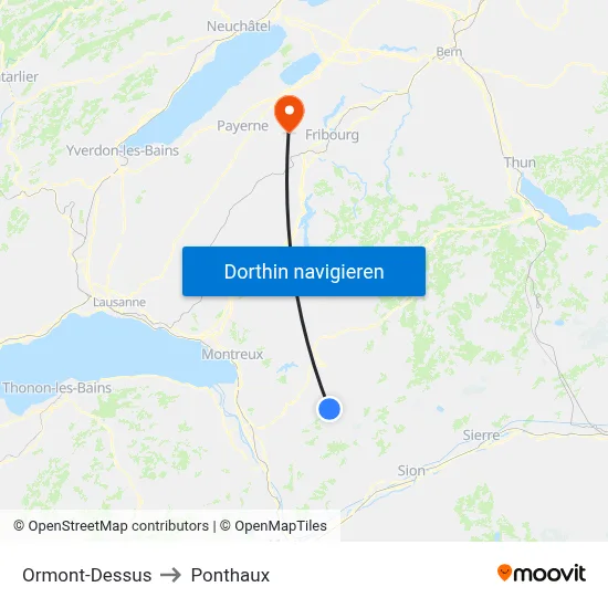 Ormont-Dessus to Ponthaux map