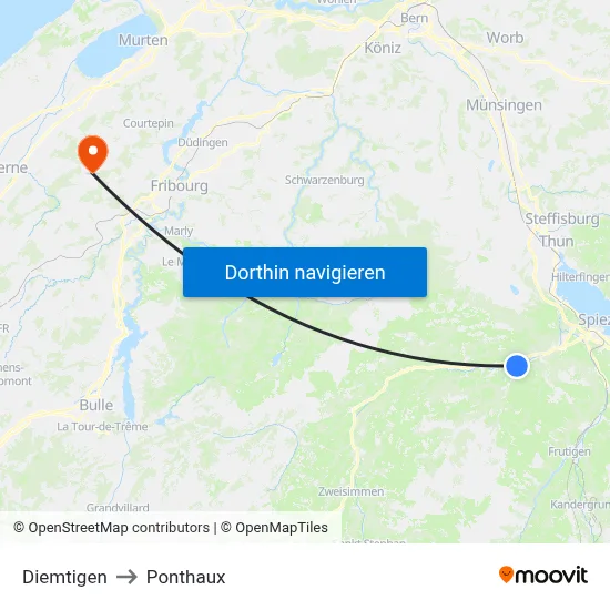 Diemtigen to Ponthaux map