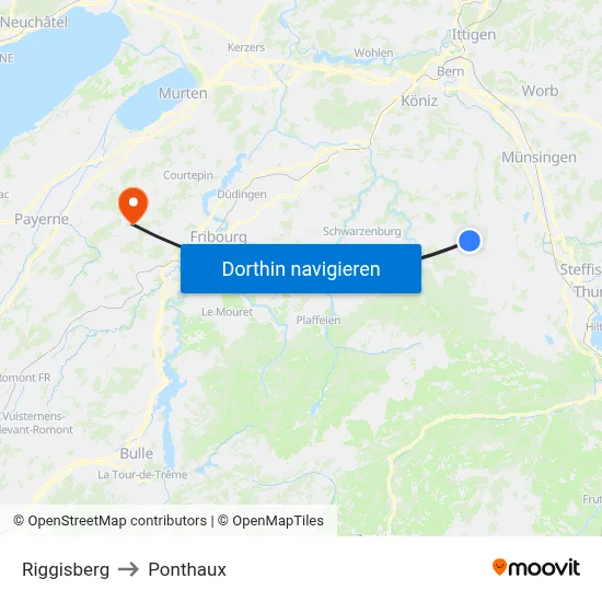 Riggisberg to Ponthaux map