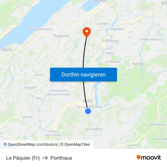 Le Pâquier (Fr) to Ponthaux map
