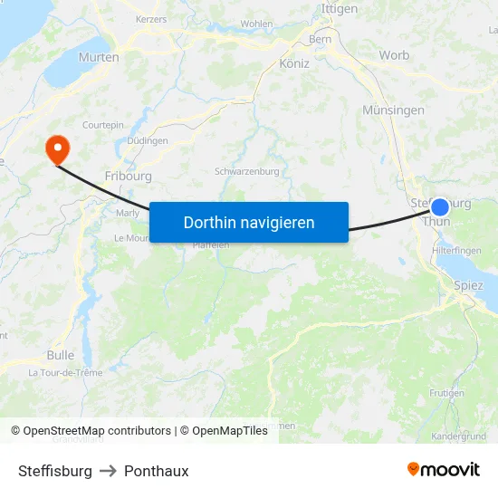 Steffisburg to Ponthaux map