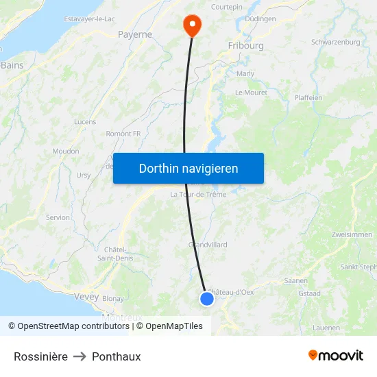 Rossinière to Ponthaux map