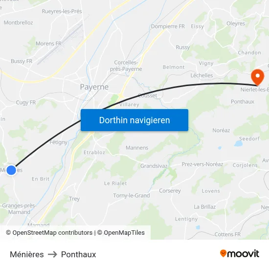 Ménières to Ponthaux map