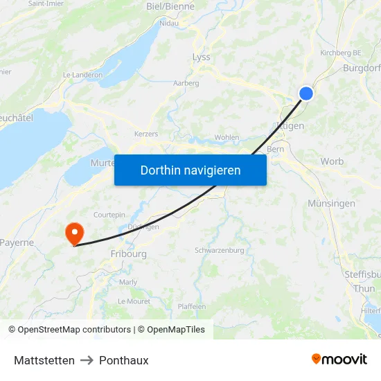 Mattstetten to Ponthaux map