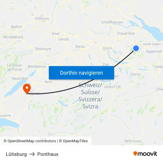 Lütisburg to Ponthaux map