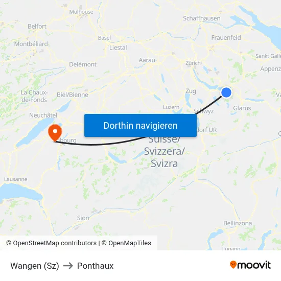 Wangen (Sz) to Ponthaux map