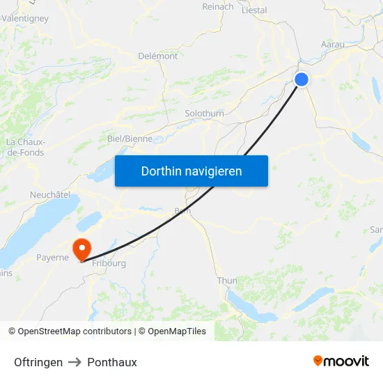 Oftringen to Ponthaux map