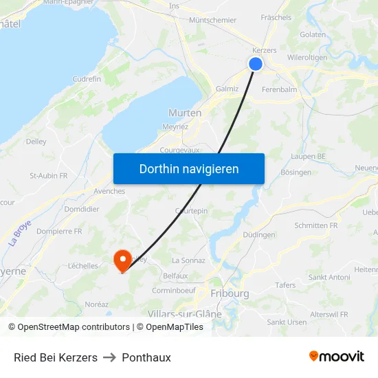 Ried Bei Kerzers to Ponthaux map