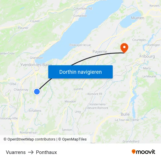 Vuarrens to Ponthaux map