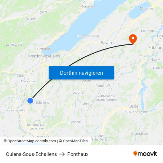 Oulens-Sous-Echallens to Ponthaux map