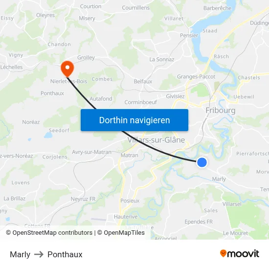 Marly to Ponthaux map