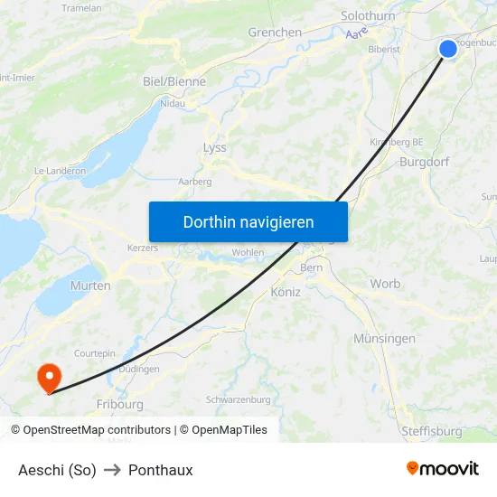 Aeschi (So) to Ponthaux map