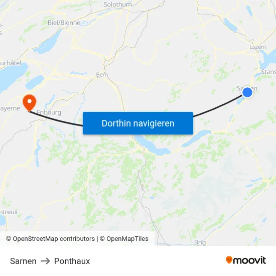 Sarnen to Ponthaux map