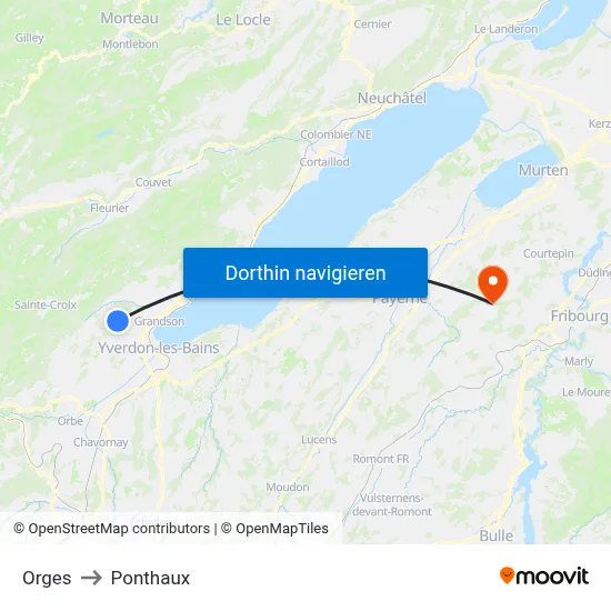 Orges to Ponthaux map