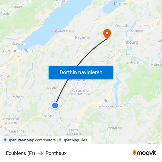 Ecublens (Fr) to Ponthaux map