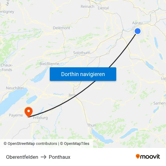 Oberentfelden to Ponthaux map