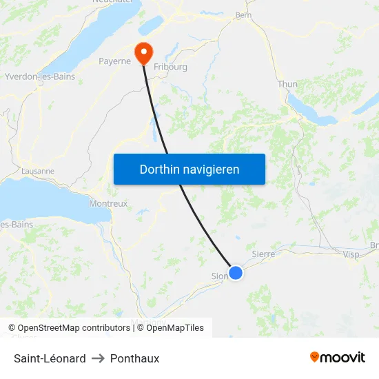 Saint-Léonard to Ponthaux map