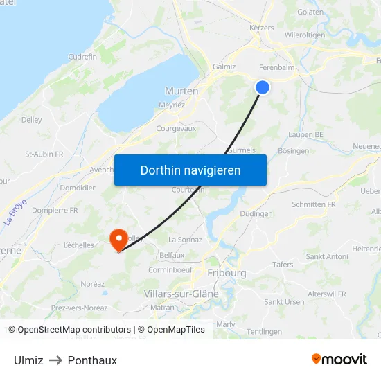 Ulmiz to Ponthaux map