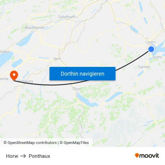 Horw to Ponthaux map