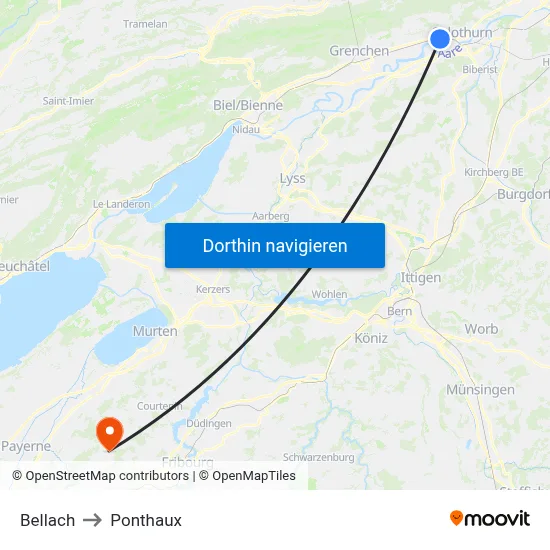 Bellach to Ponthaux map