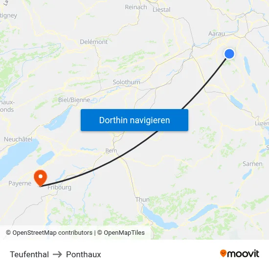 Teufenthal to Ponthaux map