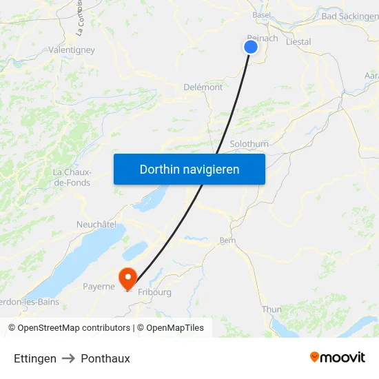 Ettingen to Ponthaux map