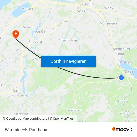 Wimmis to Ponthaux map