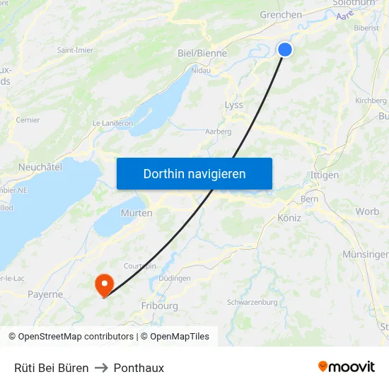 Rüti Bei Büren to Ponthaux map