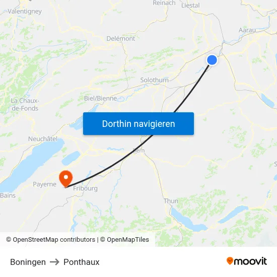 Boningen to Ponthaux map