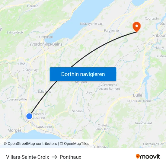 Villars-Sainte-Croix to Ponthaux map