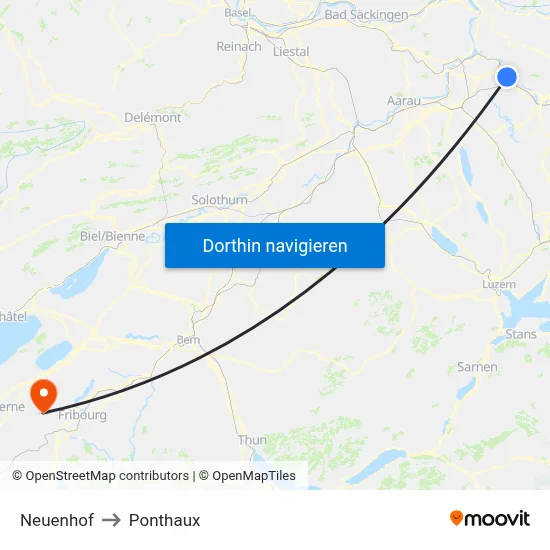 Neuenhof to Ponthaux map