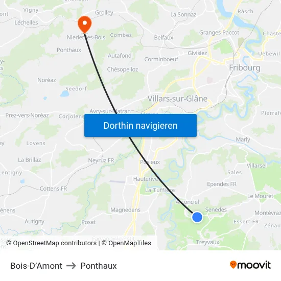 Bois-D’Amont to Ponthaux map