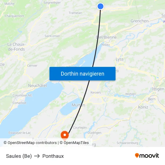 Saules (Be) to Ponthaux map