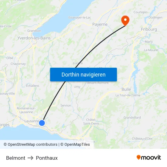 Belmont to Ponthaux map