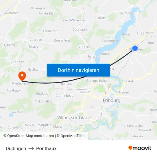 Düdingen to Ponthaux map