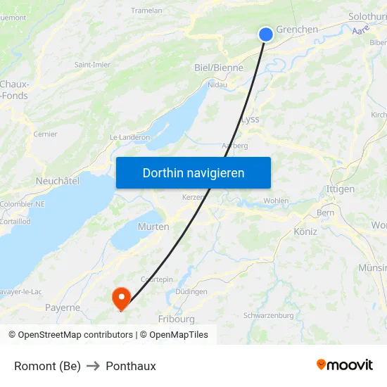 Romont (Be) to Ponthaux map