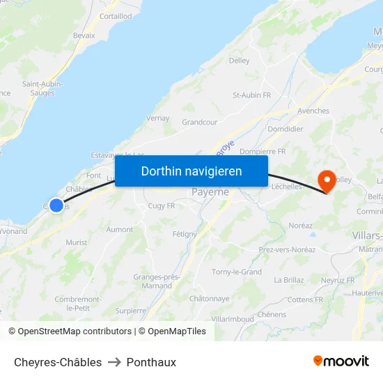 Cheyres-Châbles to Ponthaux map