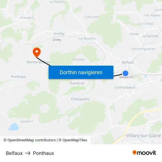 Belfaux to Ponthaux map