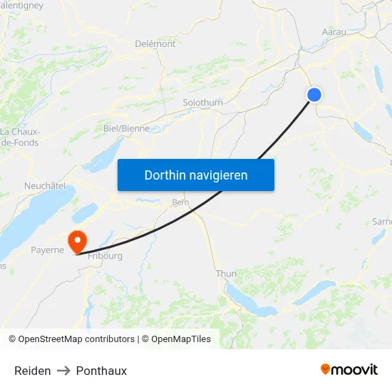 Reiden to Ponthaux map