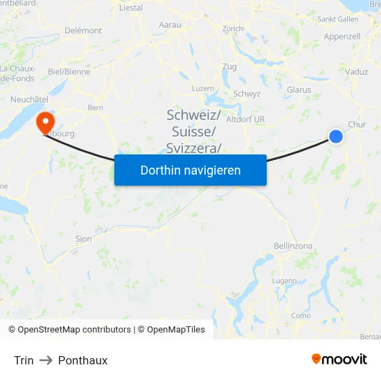 Trin to Ponthaux map