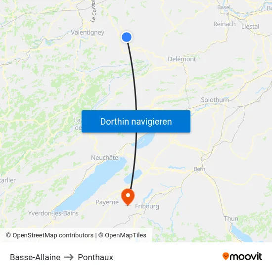 Basse-Allaine to Ponthaux map