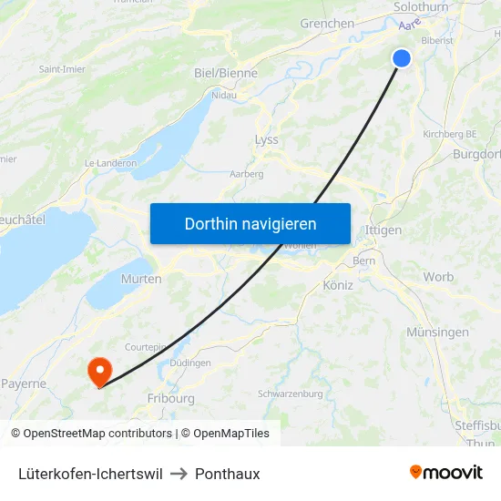 Lüterkofen-Ichertswil to Ponthaux map
