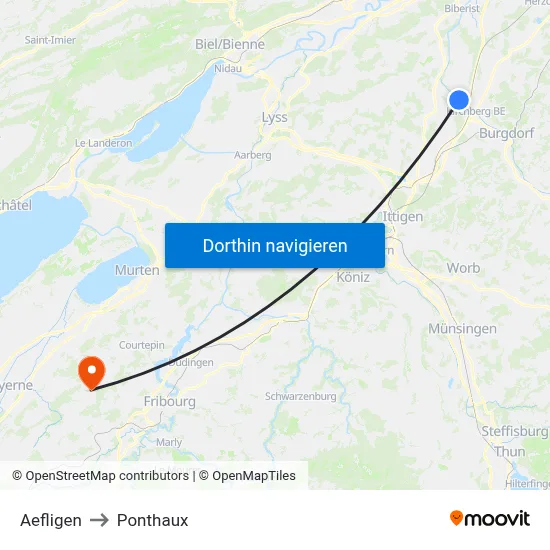 Aefligen to Ponthaux map